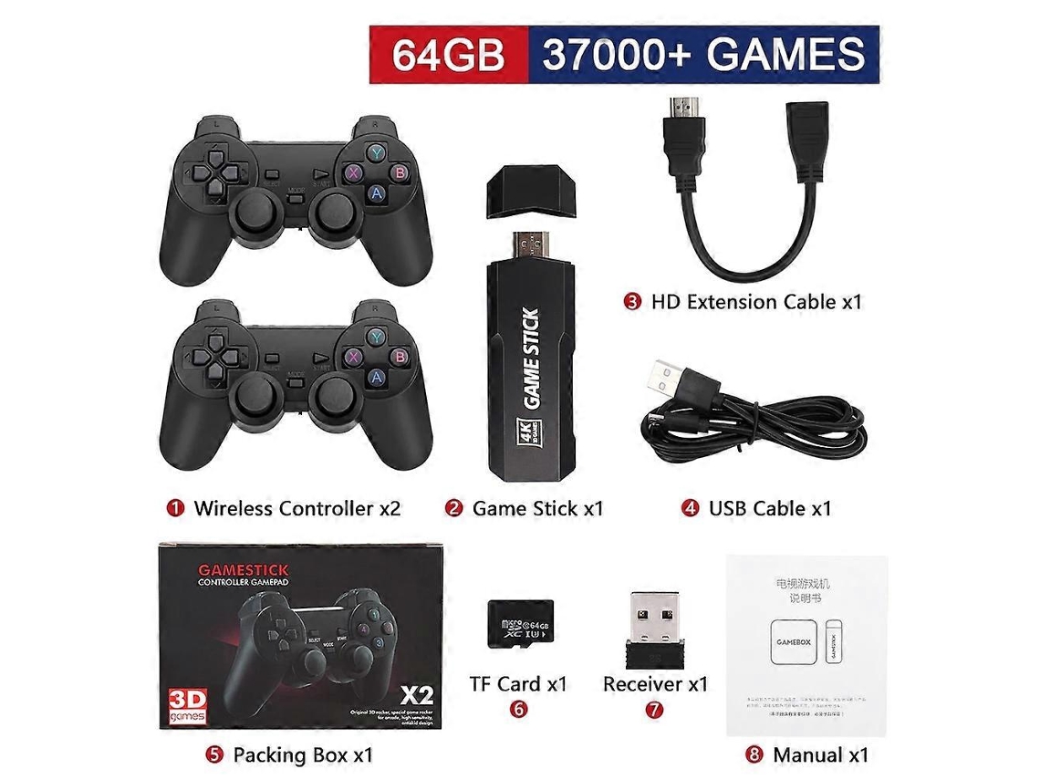Consola De Videojuegos Portátil Gd10 Con Mandos Inalámbricos, 4k Hd, Tv, Retro, 50 Emuladores, Más De 40.000 Juegos Para Tv.