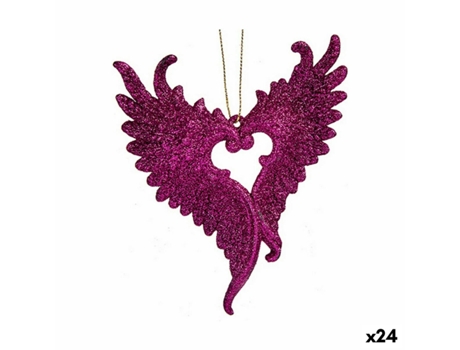 Conjunto de Adornos de Navidad KRIST Adorno Navideño Alas Ángel Plástico Rosa - 24un (2.5x12X13cm)
