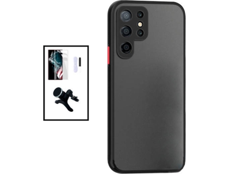 Kit Carcasa Trasera Protección Cámara + Protector de Pantalla Samsung Galaxy S22 Ultra 5G GIFT4ME Negro