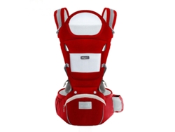 Portabebés ergonómico con asiento de cadera para bebés de 0 a 36 meses, rojo Digitallab