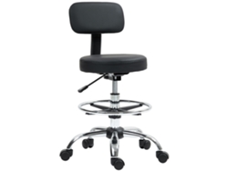 Silla de oficina para dibujo técnico con reposapiés, giratoria y ajustable, color negro.