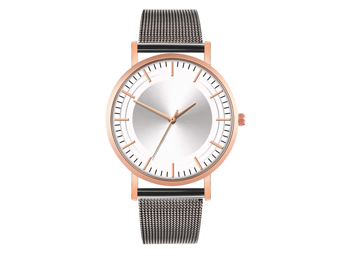 Reloj De Moda Para Hombre Y Mujer Con Correa De Malla, Esfera Redonda Y Movimiento De Cuarzo, Ideal Para Parejas.