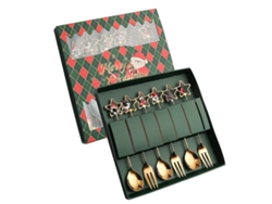 Conjunto de Talheres de Aço Inoxidável de Natal 6 Und 