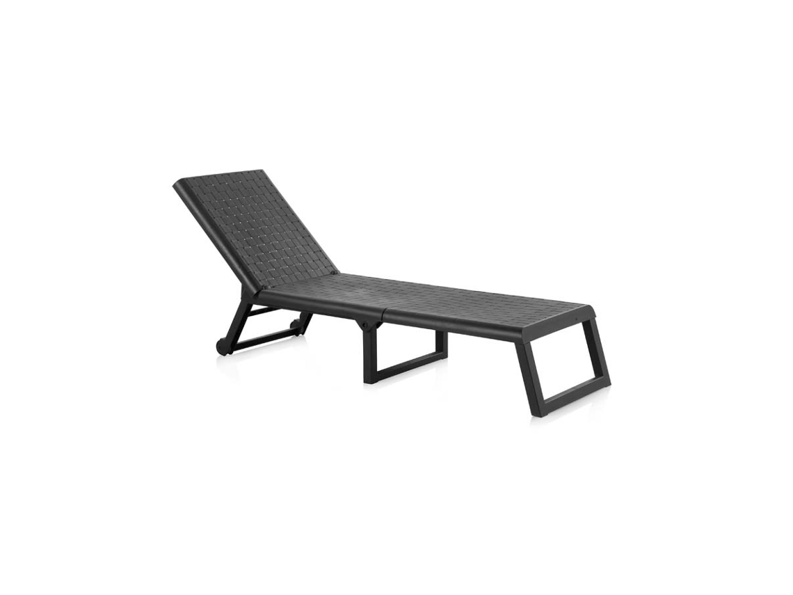 Tumbona Efecto Mimbre Sin Colchón MYLIA Canberra (Gris - 199x58x42 cm)