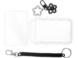 Juego De 3 Tarjeteros Transparentes Con Resorte Negro Y Estrella.