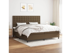 Cama Box Spring Con Colchón Tela Marrón Oscuro 200x200 Cm