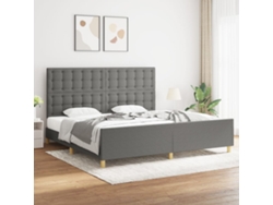 Cama Sin Colchón Tela Gris Oscuro 200x200 Cm