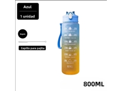 Botella de agua a prueba de fugas (azul, 800 ml), ideal para deportes y viajes.