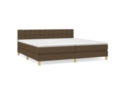 Maison Exclusive - Cama Box Spring Con Colchón Tela Marrón Oscuro 200x200 Cm