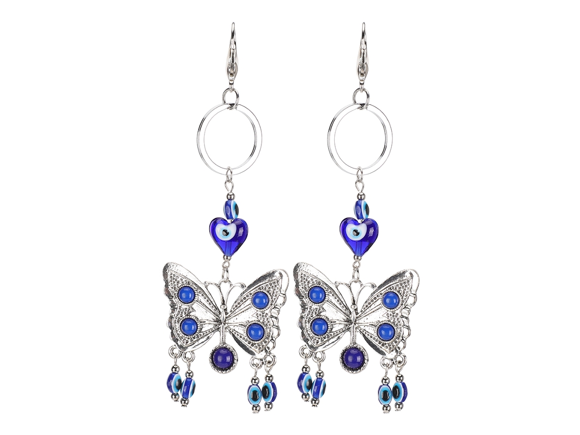 2 Llaveros De Mariposa Con Ojos Azules, De Aleación, Con Colgante De Esmalte Para Equipaje.