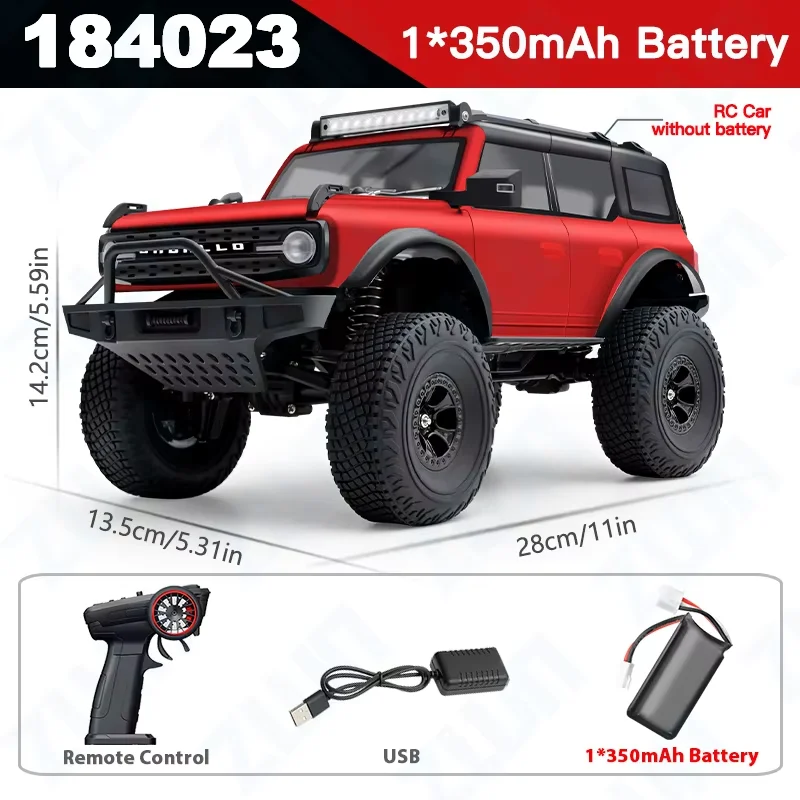 (rojo) Coche Teledirigido 4x4 De 2,4 Ghz Con Luces Led, Coche De Juguete Trepador Listo Para Usar.