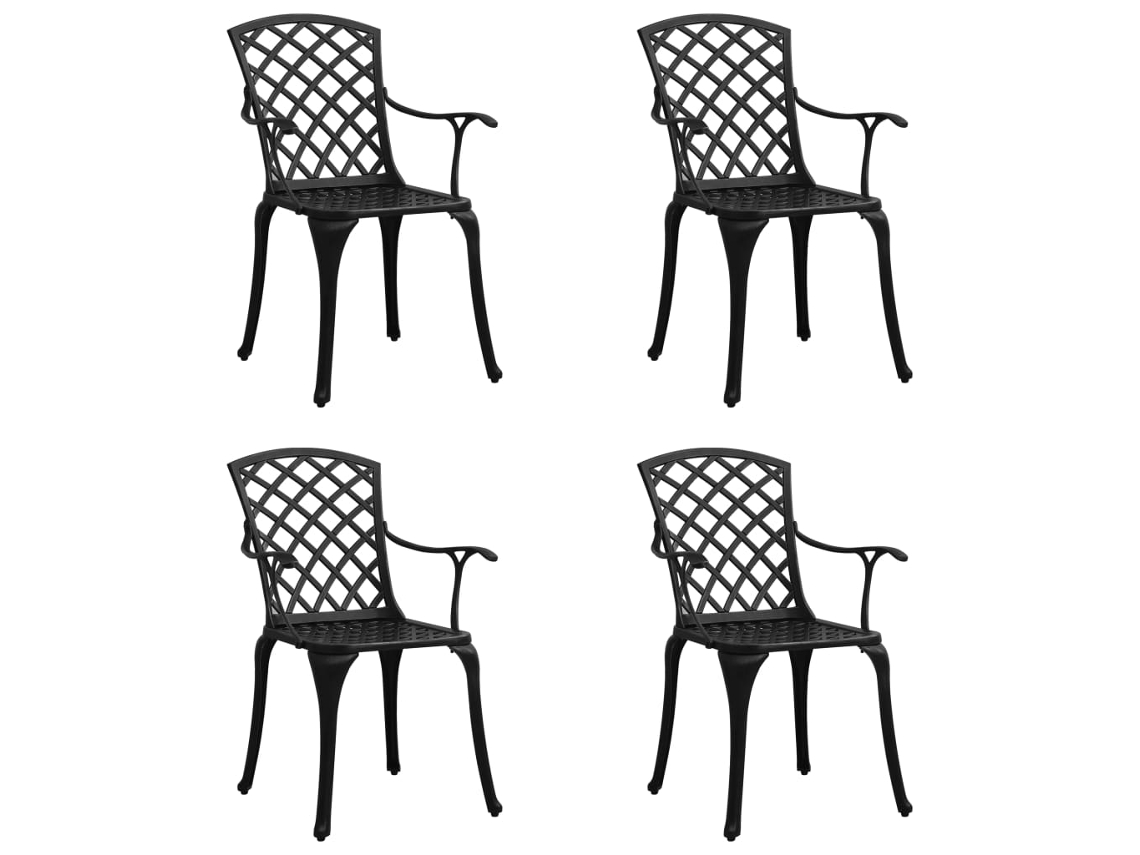 Sillas de jardín de aluminio fundido negro de 4 piezas DKD Home Decor