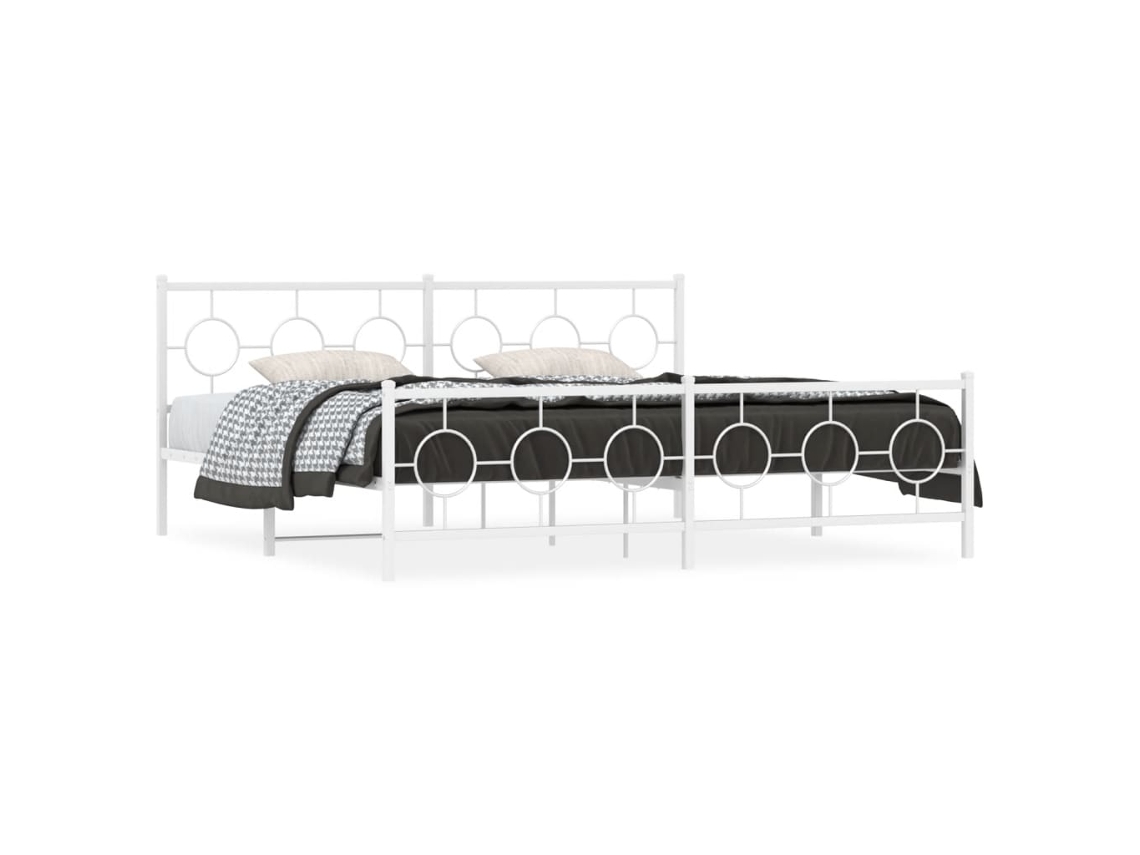 Maison Exclusive - Estructura Cama Sin Colchón Con Estribo Metal Blanco 200x200 Cm