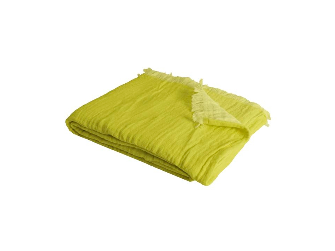 Manta 100% Algodón Verde Lima Con Flecos 130x170cm Bitald