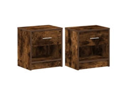 Maison Exclusive - Mesitas De Noche (2 Unidades) Con Cajón, Roble Ahumado, 39x28x41 Cm