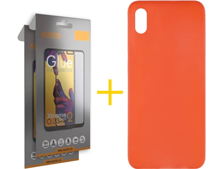 Kit Funda + 2 Protectores de Pantalla Huawei Y5 2019 ACCETEL Liso Rojo