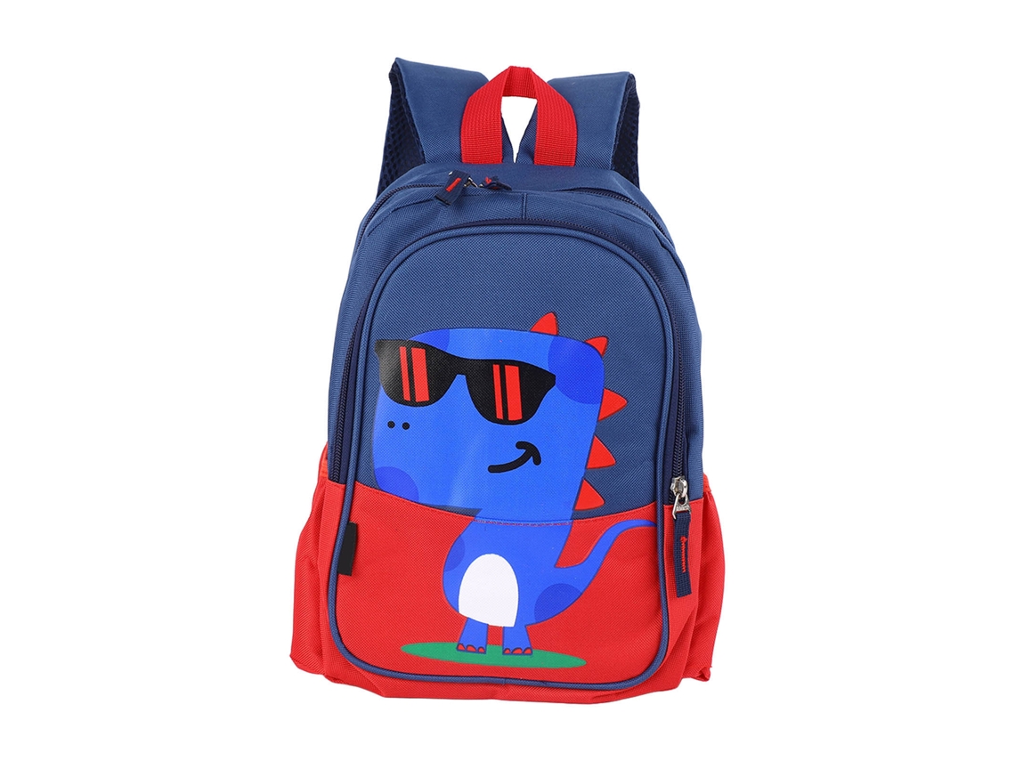 Mochila Para Niños Niño Estilo Dinosaurio Rojo Con Bolsillos Laterales Gran Capacidad Cremalleras Dobles Para Primaria