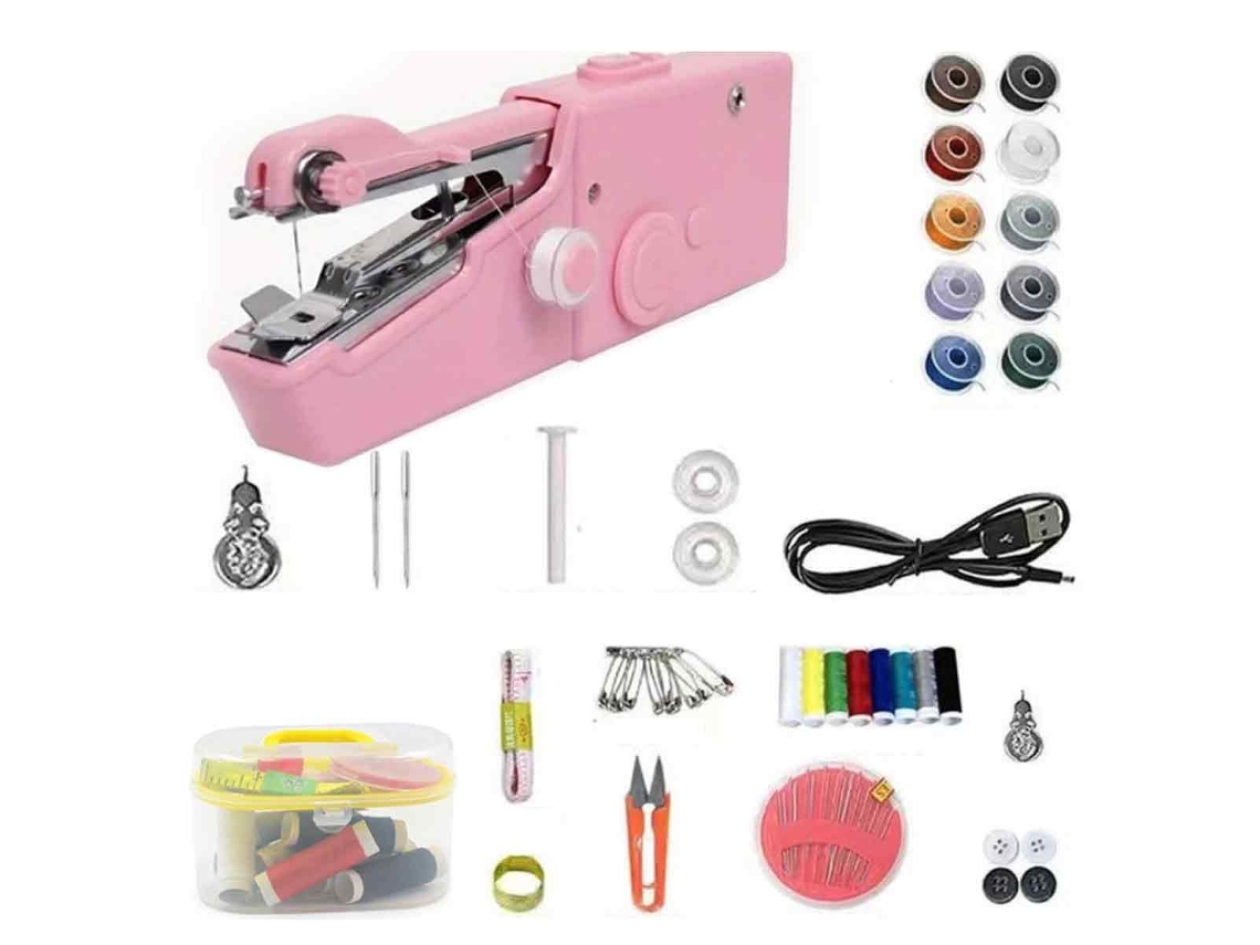 Máquina de coser portátil, mini para coser rápidamente, ideal para el hogar, viajes y bricolaje, eléctrica para principiantes.
