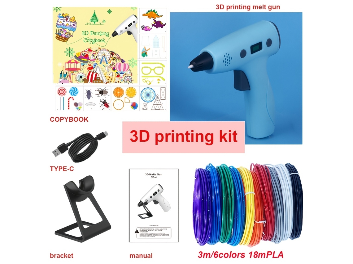 Pistola de termofusión para impresión 3D, pantalla de control de temperatura adaptable, uso profesional. STELASPLEN