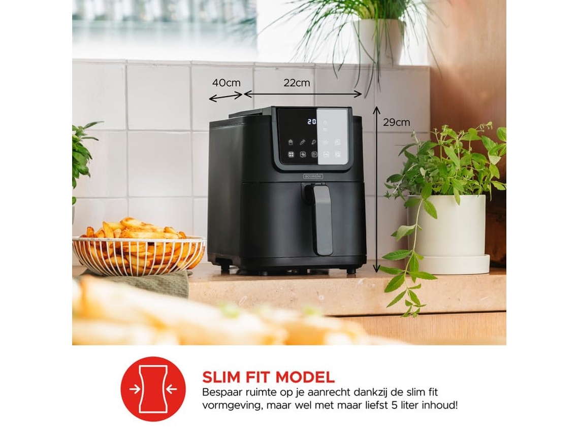 Freidora de aire sin aceite Bourgini 5 L Health fryer Slim con cesta de Cerámica ECO libre de PFAS