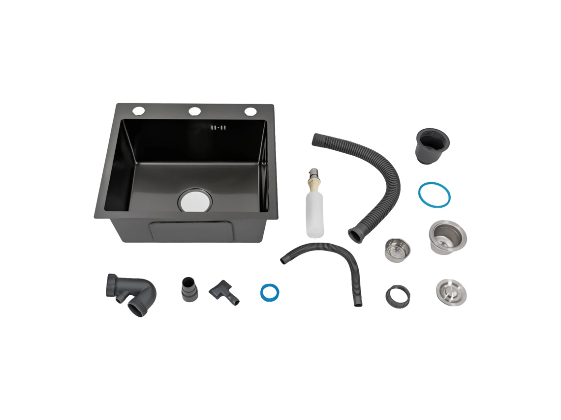 Fregadero de cocina de acero inoxidable con reducción de ruido, color negro OEM
