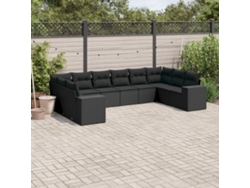 Conjunto de sofás de jardín de 10 piezas DKD Home Decor con cojines de mimbre negros