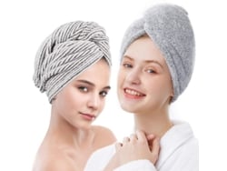 Juego De Toallas De Microfibra Para El Cabello (2 Unidades), Turbante Absorbente Para Secar Rápidamente El Cabello Largo Y Grueso Con Botones.