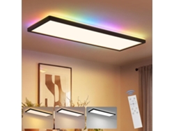 Zmh Lámpara De Techo Led Rectangular Regulable Rgb Negra De 58x20cm Y 22w Con Mando Para Taller Pasillo Cocina Y Sala De Estar