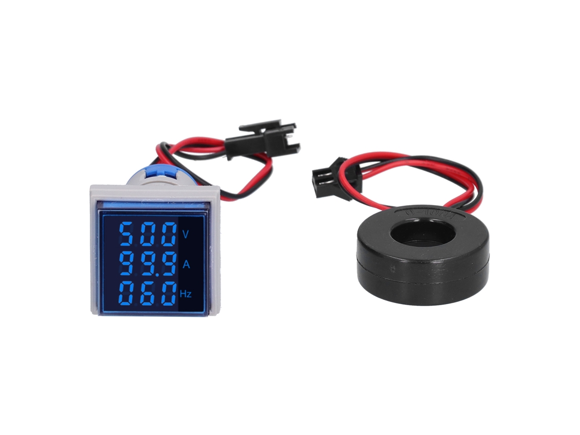 Lâmpada Indicadora Led Digital Quadrada 3-display Sinal 60-500v Ac0-100a St17vah Azul
