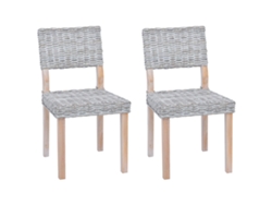 Juego de sillas de comedor de 2 piezas, color blanco lavado, 46 x 55 x 84 cm, VIDAXL