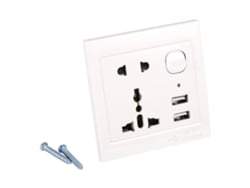 Tomacorriente Mural Usb, Carga De 5 Puertos, Panel Blanco