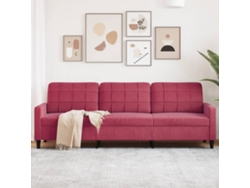 Sofá De 3 Plazas De Terciopelo Rojo Tinto 210 Cm
