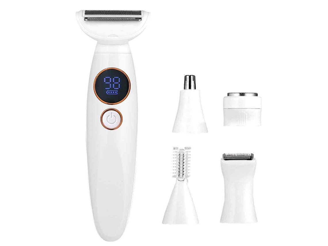 Afeitadora eléctrica para mujer, uso en seco y húmedo, mango ergonómico, diseño 2 en 1 para un afeitado suave y seguro, pantalla digital para el estado de la batería