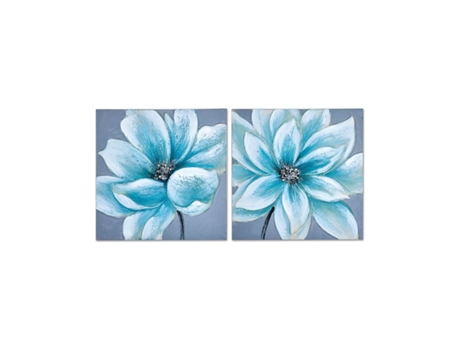 Juego de 2 oleos 40*40 flor azul sky PRESUME DE CASA