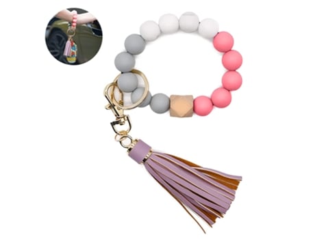 Pulsera De Silicona Con Llavero, Borla De Muñequera Con Cuentas Para Llavero De Coche Para Mujeres Y Niñas, Estilo 3 ZMDECQNA