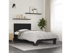 Estructura De Cama Madera De Ingeniería Y Metal Negra 75x190 Cm