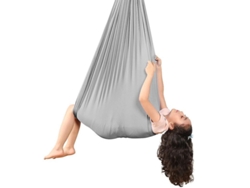 2026-colchoneta Aérea Yoga Niños 100% Nylon Elástica 280x100cm Columpio Antigravedad Entrenamiento Sensorial Interior Exterior Gris Plateado