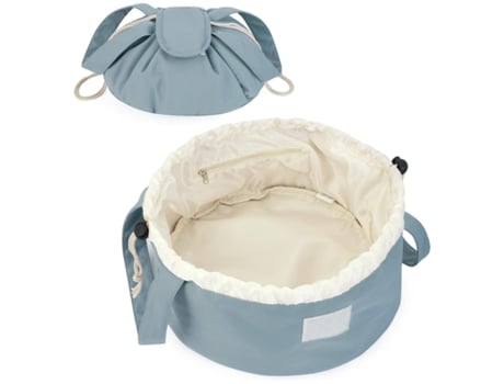Bolsa de maquillaje con cordón de barril grande, bolsa de cosméticos, bolsas de maquillaje, organizador de artículos de tocador para mujer, azul DR...