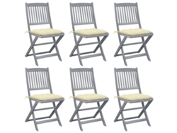 Conjunto 6 Silla de exterior VIDAXL Gris Madera de acacia (48.5x57x91 cm)