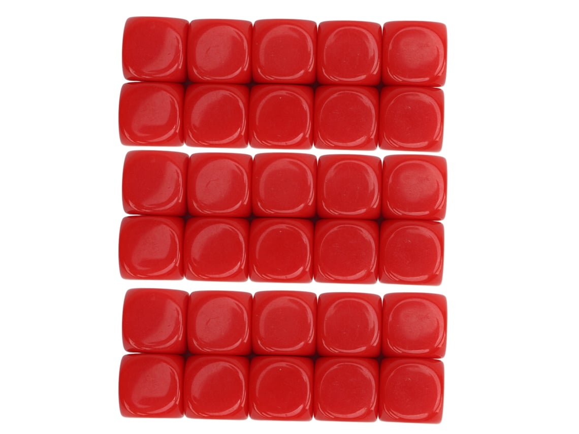 Conjunto De 30 Dados Em Plástico Branco Com Bordas Arredondadas De 16mm 6 Lados Para Jogos Festas Diy Ensino Matemática Vermelho
