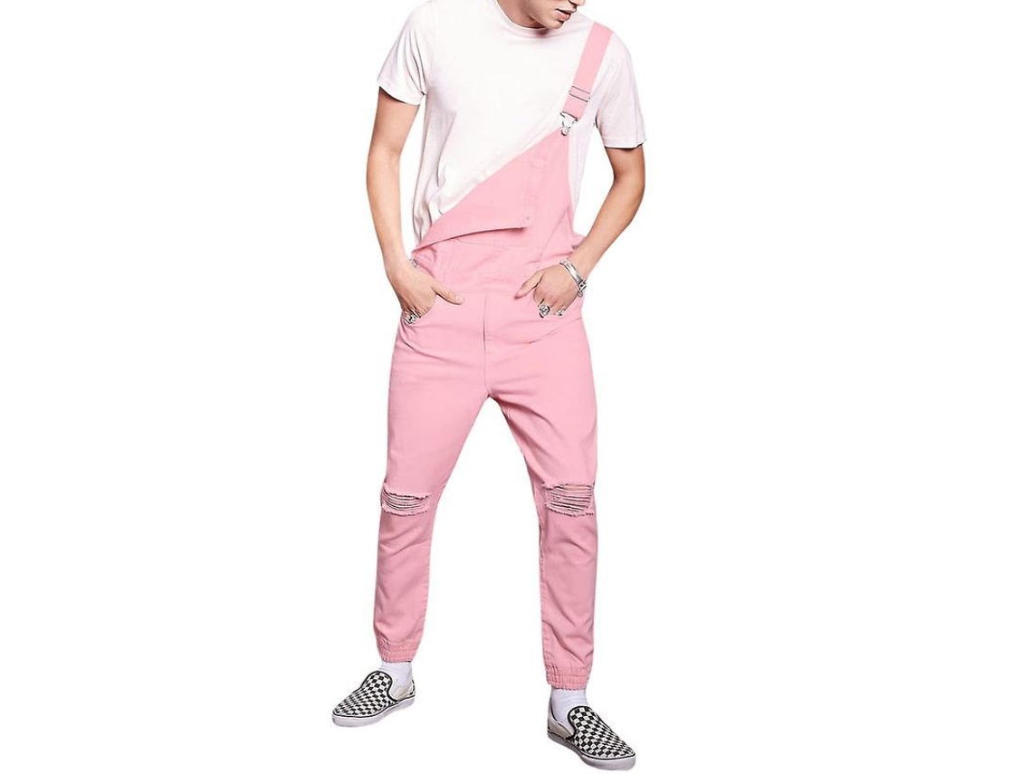 2026-mystdiy Pantalones Vaqueros Enteros Para Hombre De Denim Rosa Con Bolsillos Reales Y Tela Cómoda