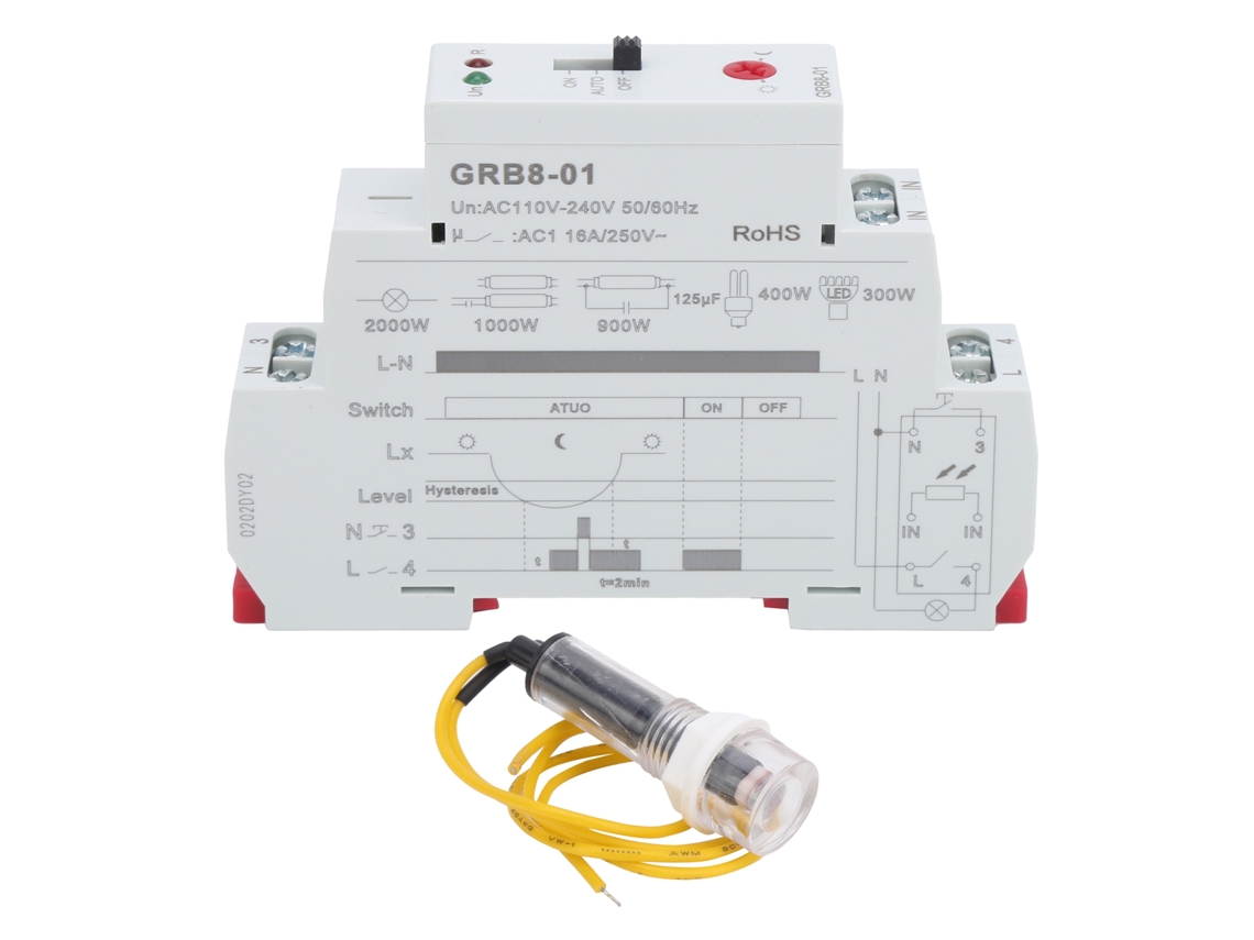 Veloriskku-relé De Controle De Luz Com Atraso E Proteção Contra Sobrecarga Grb8‑01 Ac 240v