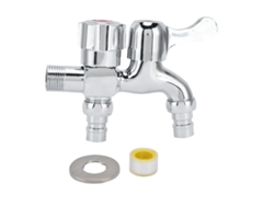 Grifo Doble Para Lavadora Con Rosca Macho G1/2, Acero Inoxidable, Para Uso Doméstico Y En Jardín.