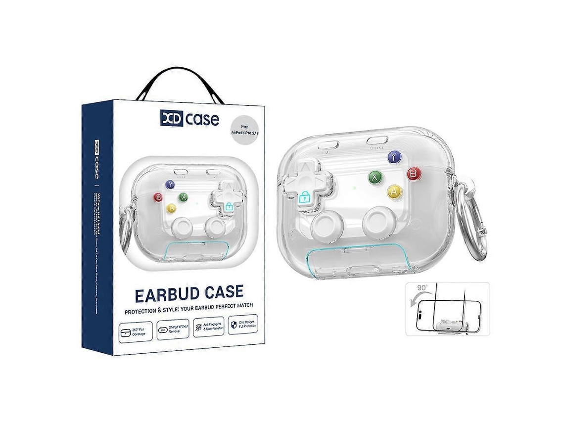 Estuche transparente para auriculares con diseño de consola de videojuegos retro, compatible con AirPods Pro 2 en 1, con soporte. GIECY