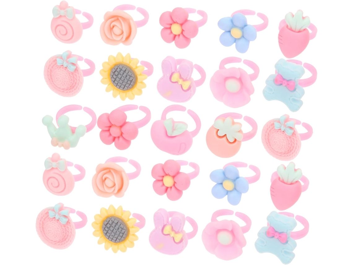 Juego De 100 Anillos De Plástico Con Flores En Tonos Pastel Para Niñas, Anillos Abiertos Ajustables, Juguetes