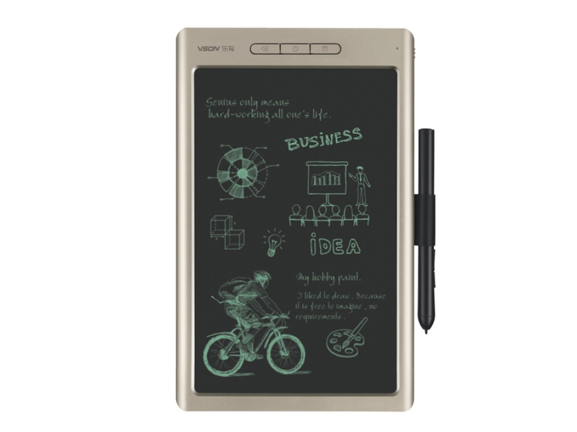 VSON Tableta Gráfica Inteligente Tableta de Dibujo Digital 8192 Niveles Sensibilidad a la Presión Transmisión Sincrónica de Notas Gris oro