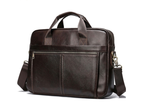 Maletines de cuero genuino para hombres bolso para computadora portátil bolso de mensajero de viaje de negocios bolso-5013 café