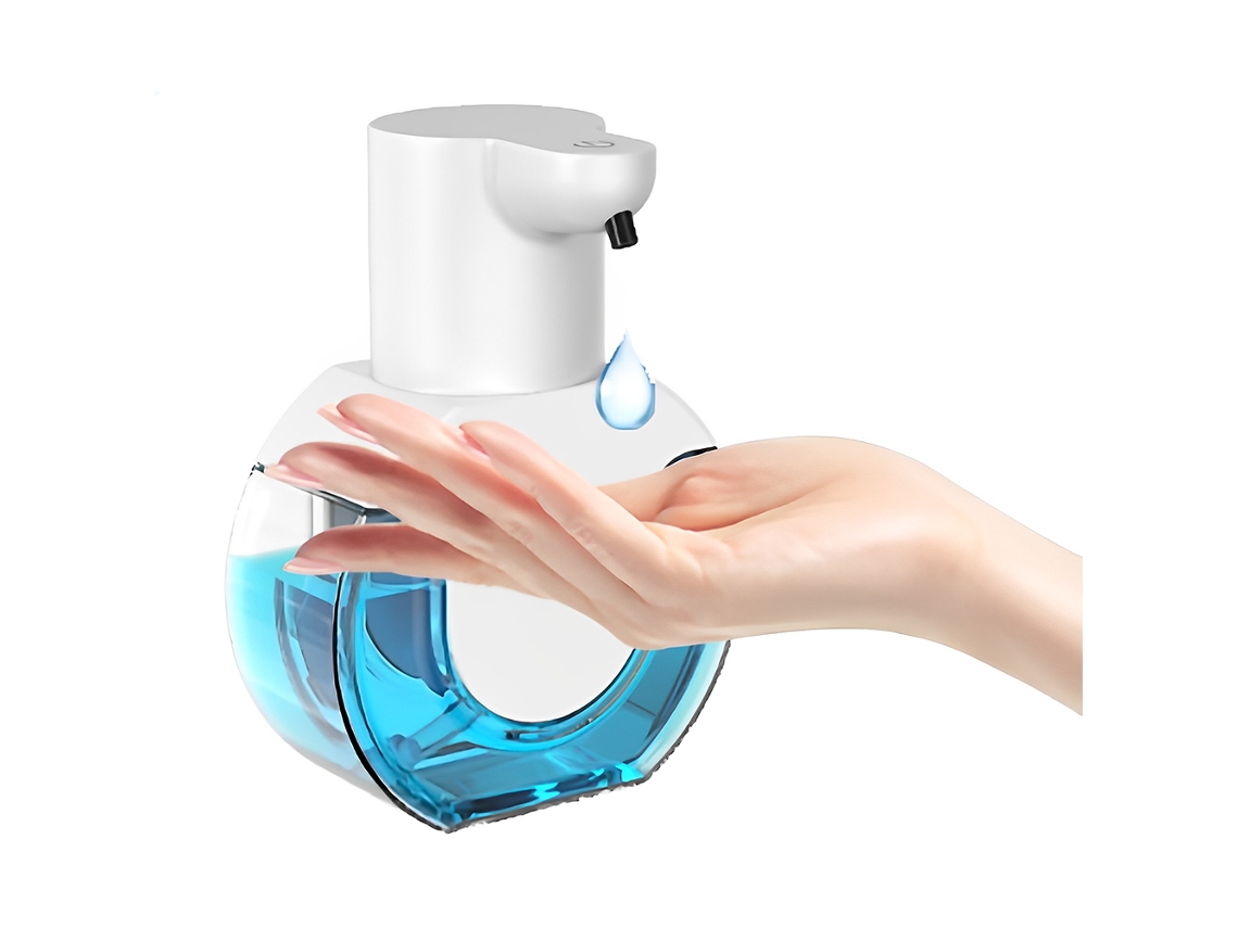 Dispensador de jabón con niveles de espuma ajustables, sensor eléctrico y funcionamiento sin contacto, compatible con varios jabones para cocina y baño.