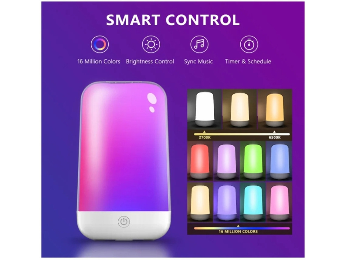 Lámpara Mesa Sin Hilos Yizhood Táctil Rgb Temporizador Blanco