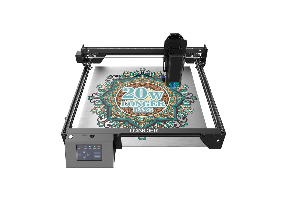 Máquina de grabado láser con grabador láser de 20 W con cortador láser, espacio de trabajo de 400 mm x 400 mm más largo Ray5